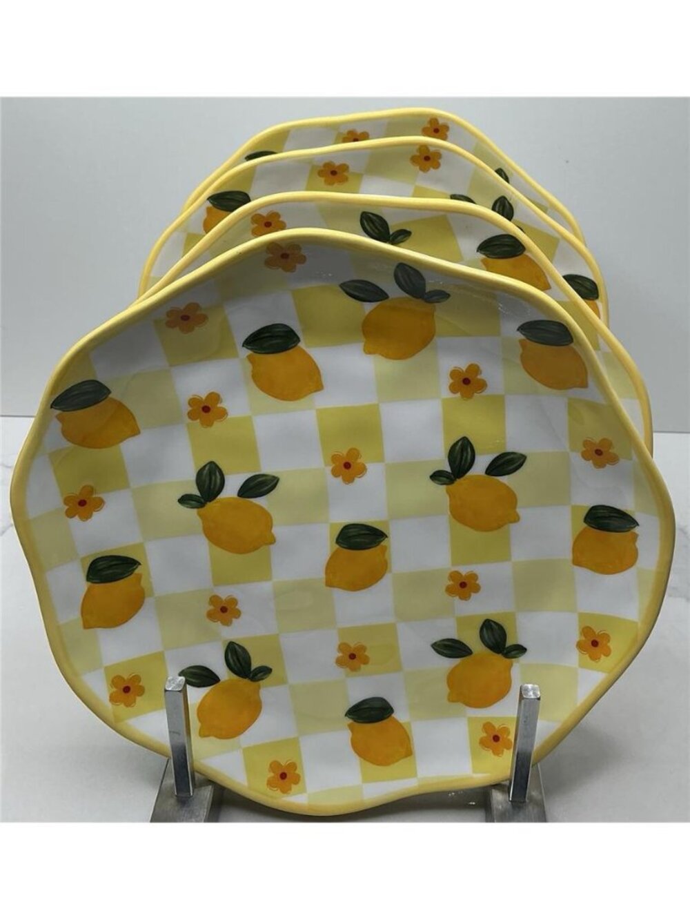 4 Grace Teaware Salad Plates 8.5" Lemon Garden Fine Porcelain Dessert New